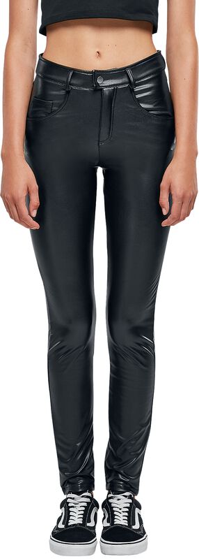 Ladies’ mid-waist faux-leather trousers