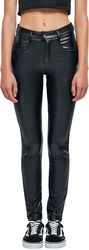 Ladies’ mid-waist faux-leather trousers, Urban Classics, Pantaloni in similpelle