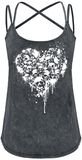 Top with Vintage Wash and Print, Black Premium by EMP, Top