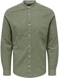 ONSCaiden LS Solid Linen MAO Shirt, ONLY and SONS, Camicia Maniche Lunghe