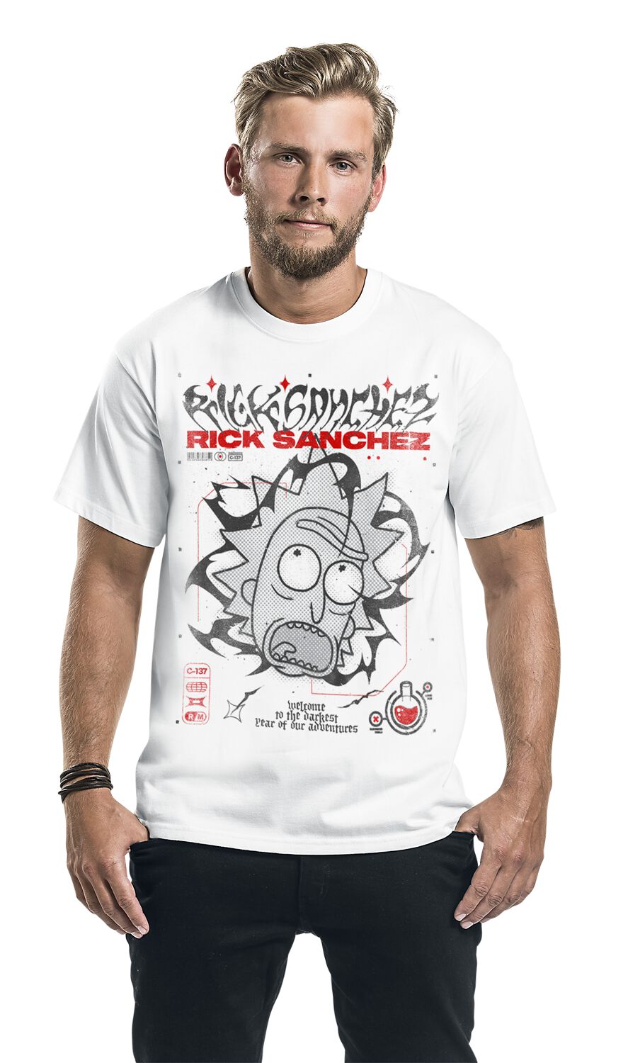 Maglietta Ufficiale Rick And Morty - T-Shirt Unisex In Cotone, Rick Sanchez & Morty Smith, Stampa Frontale, Taglia M