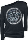 Long-sleeved top with runes compass, Black Premium by EMP, Maglia Maniche Lunghe