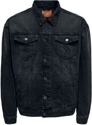 ONSRICK OVZ BLACK 5429 JACKET NOOS, ONLY and SONS, Giubbetto di jeans