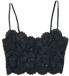 Black Floral Lace Bralette, Black Premium by EMP, Bustier