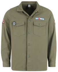 The Rolling Stones Military Shirt - Shacket, The Rolling Stones, Camicia Maniche Lunghe
