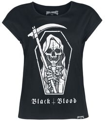 T-shirt with Grim Reaper print, Black Blood by Gothicana, T-Shirt