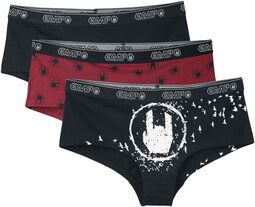 Black/Red Panty Set with Various Motifs, EMP Basic Collection, Set mutande
