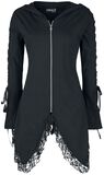 Gothicana Hooded Jacket with Lace and Lace-Up Details, Gothicana by EMP, Felpa jogging