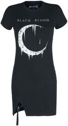 Short dress with moon print and slit, Black Blood by Gothicana, Miniabito