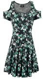 Floral Skull Cold Shoulder Dress, Full Volume by EMP, Abito media lunghezza