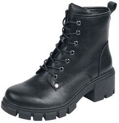 Black Lace-Up Boots with Heel and Deep Tread