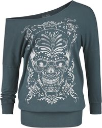 Long-sleeved top with skull, Rock Rebel by EMP, Maglia Maniche Lunghe