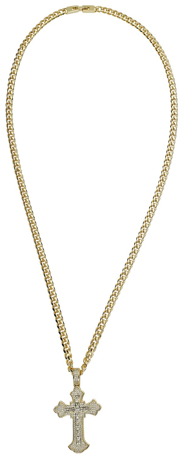 COLLANA CATENA Con CROCE E STRASS CIONDOLO RAP HIP HOP - Foto 9