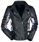 Floral Imitation Leather Jacket, Fashion Victim, Giacca in similpelle