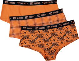 3 Set of Orange Panties in Block Colour and with Pattern