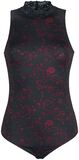 Black Body with All-over Print and Small Lace Standing Collar, Black Premium by EMP, Body