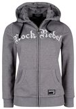 Grey Hoodie with Prints and Rhinestones, Rock Rebel by EMP, Felpa jogging