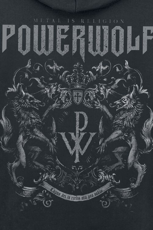 Powerwolf Crest Wolves Uomo T-Shirt Nero S 100% Cotone Regular