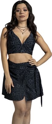 Rock Rebel by EMP Donna Top Nero con Stampa Rock e Rock Rebel by EMP Donna Top Nero con Stampa Rock e