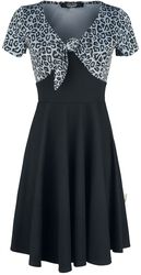 Short Black Dress with Animal-Look Upper Part