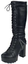 Platform lace-up boots with chains and buckles, Gothicana by EMP, Stivali stringati