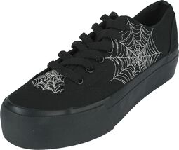 LowCut Plateau Trainers With Spiderweb Embroidery, Gothicana by EMP, Sneaker