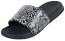 Black Slip-On Sandals with Celtic-Style Motif, Black Premium by EMP, Infradito