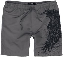 Swim Shorts with Raven Print, Black Premium by EMP, Bermuda