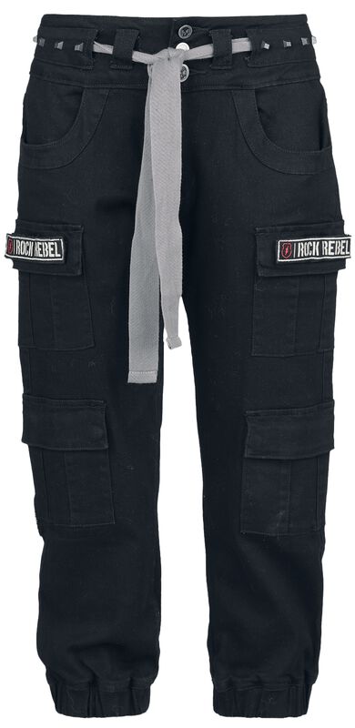 Cargo trousers with studs and patches
