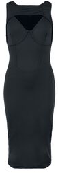 Bodycon Dress with Double Neckline, Black Premium by EMP, Abito media lunghezza
