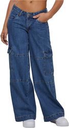 Ladies low waist cargo denim, Urban Classics, Pantaloni modello cargo