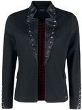 Blazer with Faux Leather Details and Studs, Black Premium by EMP, Blazer