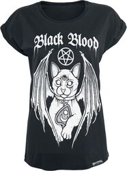 T-Shirt with Demonic Cat