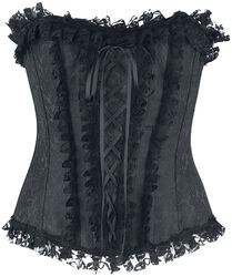 Black Lace Corset with Brocade Pattern