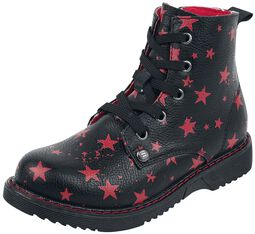 Black Lace-Up Boots with Stars, RED by EMP, Stivali ragazzi