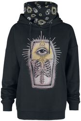 Hoodie with integrated standing collar, Black Blood by Gothicana, Felpa con cappuccio
