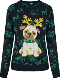 Ladies Pug Christmas Sweater, Urban Classics, Christmas jumper