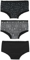 Panty Set with Celtic-Style Motifs, Black Premium by EMP, Set mutande