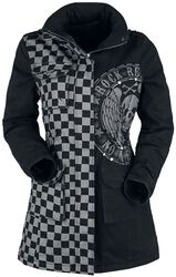 Black/Grey Jacket with Studs and Print, Rock Rebel by EMP, Giacca invernale