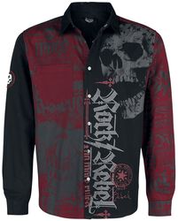 Black/Red Shirt with Print, Rock Rebel by EMP, Camicia Maniche Lunghe
