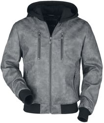 Grey faux-leather jacket, Black Premium by EMP, Giacca di mezza stagione