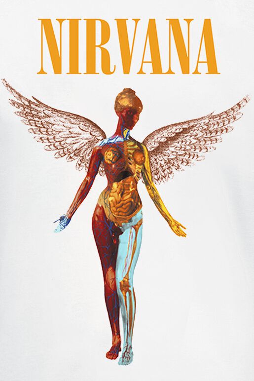 Official Licensed Rock T-shirt Nirvana In Utero Angelic Logo T-Shirt - Official Licensed Band Tee, Men's Black XL Nirvana In Utero Angelic Logo Tee - Foto 3