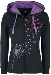 Hoodie with dandelion and musical notes print, Full Volume by EMP, Felpa jogging