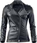 Studded Faux Leather Jacket, Black Premium by EMP, Giacca in similpelle