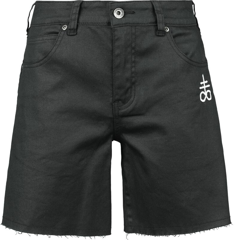 coated shorts with small embroidery