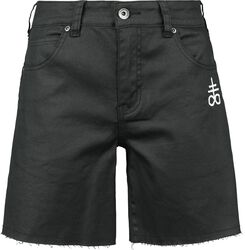 coated shorts with small embroidery, Black Blood by Gothicana, Shorts