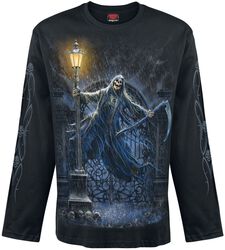 T-Shirt Ringer Gothico Da Uomo Con Teschio Di Demone E Morte Nera T-Shirt Ringer Gothico Da Uomo Con Teschio Di Demone E Morte Nera