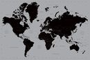 World Map nero/argento, World Map, Poster