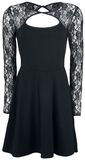 Black Lace Long Sleeve Dress, Gothicana by EMP, Miniabito