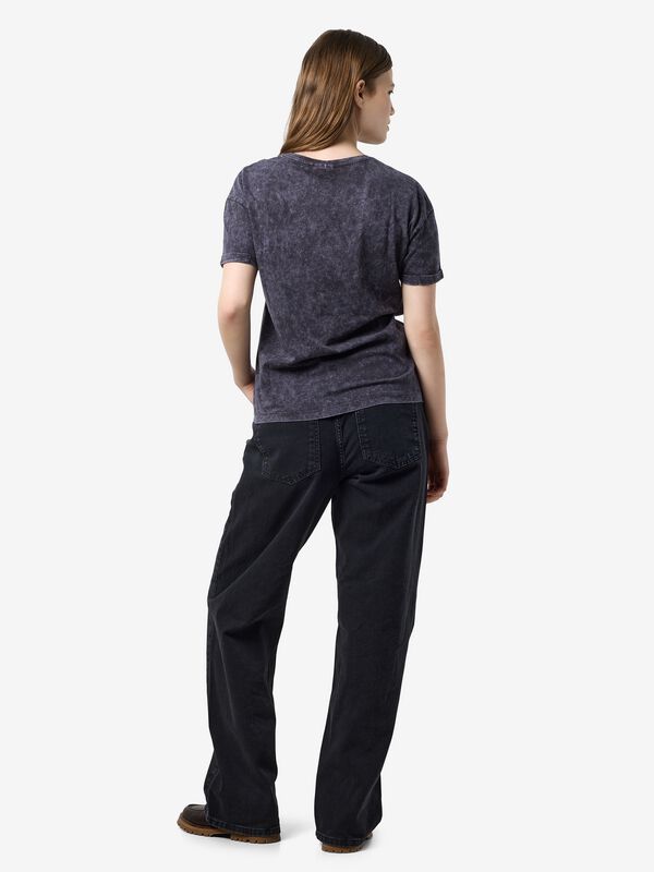 Noisy May Mathilde – T-Shirt Donna Larga In Nero, Girocollo, Maniche Corte, Vestibilità Comoda